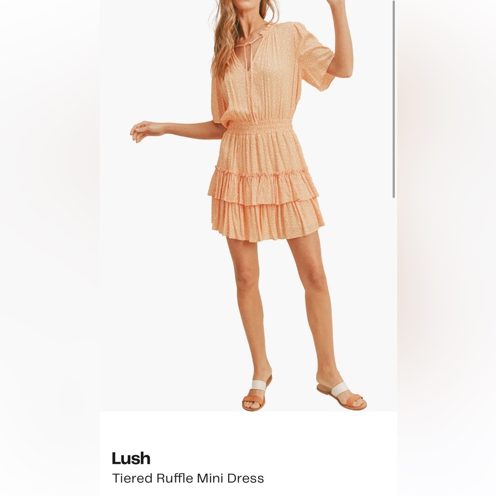 Lush Tiered Ruffle Mini Dress in Yellow Mango
